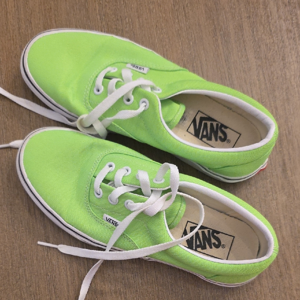 Vans Canvas Low-Top Sneakers in Neon Lime with White Trim